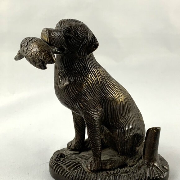 Heavy Bronze Statue Labrador Retriever with Duck, Hunting, Waterfowl, Vintage - Picture 3 of 4